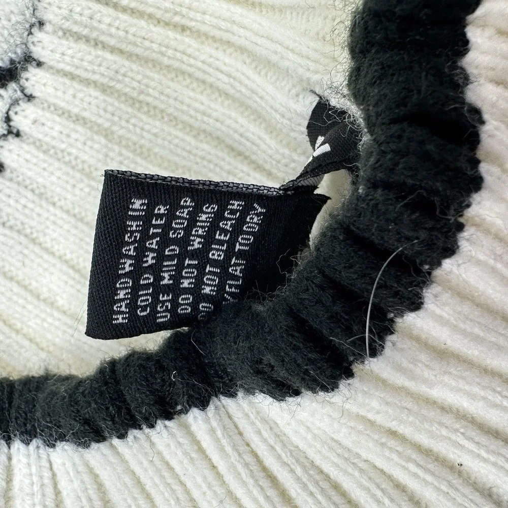 NOIZ Vintage White Acrylic NY‎ Pin Stripe Mock Neck Pullover Sweater Large